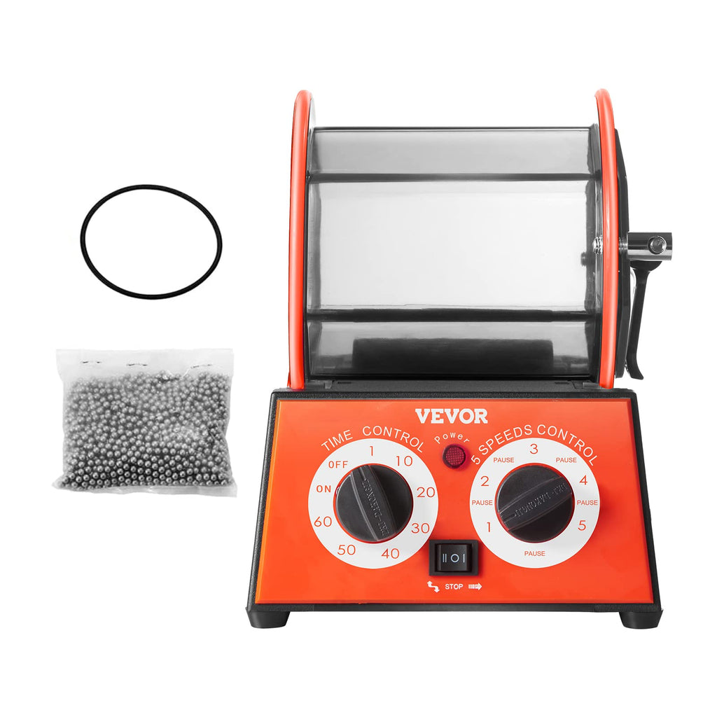 VEVOR Poliertrommel Schmuck-Poliermaschine 5 kg, Rotary Tumbler Oberflächenpolierer 60 W, Schmuck Polieren Dreh-Tumbler Einstellbare Zeit & Drehzahl Polierer Kugelmühle, für Gold, Silber usw.