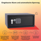 Yale Elektronischer Tresor mit Alarm YLC/200/DB2, 24 L, Schwarz – 3–6-stelliger PIN-Code, Mastercode, Doppelbolzenverriegelung, inkl. 2 Schlüssel, ideal für Laptop, Hotel & Zuhause