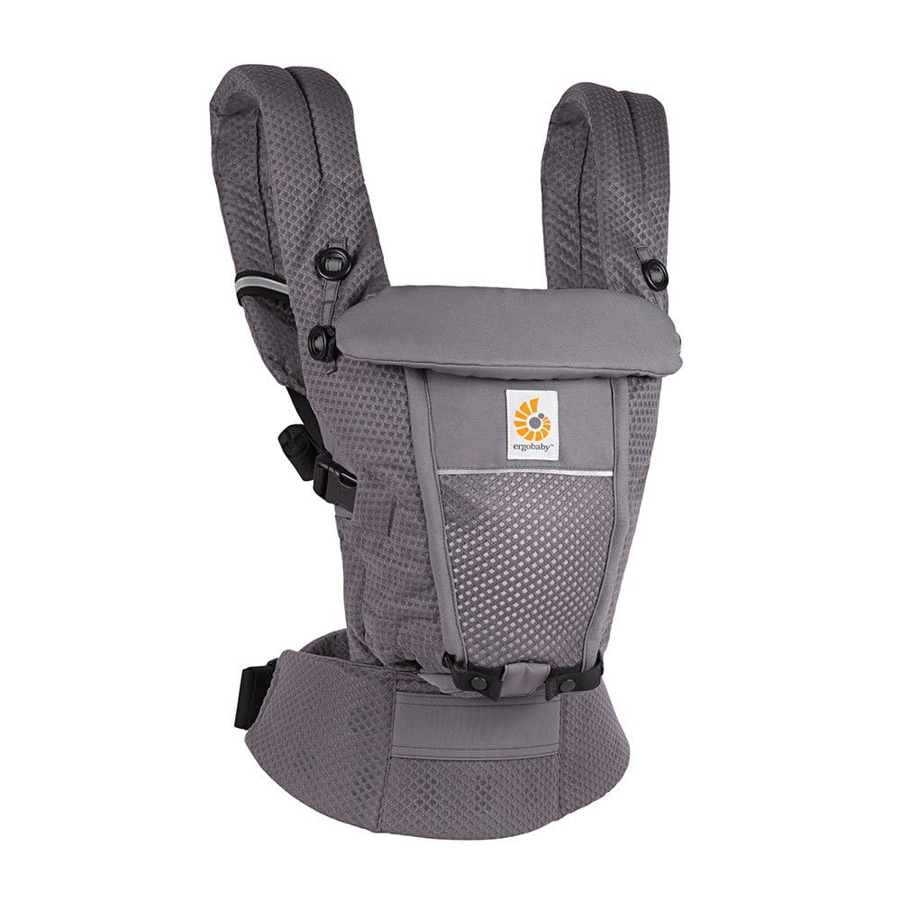 Ergobaby Adapt Babytrage für Neugeborene ab Geburt, 3-Positionen SoftFlex Mesh Ergonomische Babybauchtrage Rückentrage Baby-Tragetasche, Graphite Grey