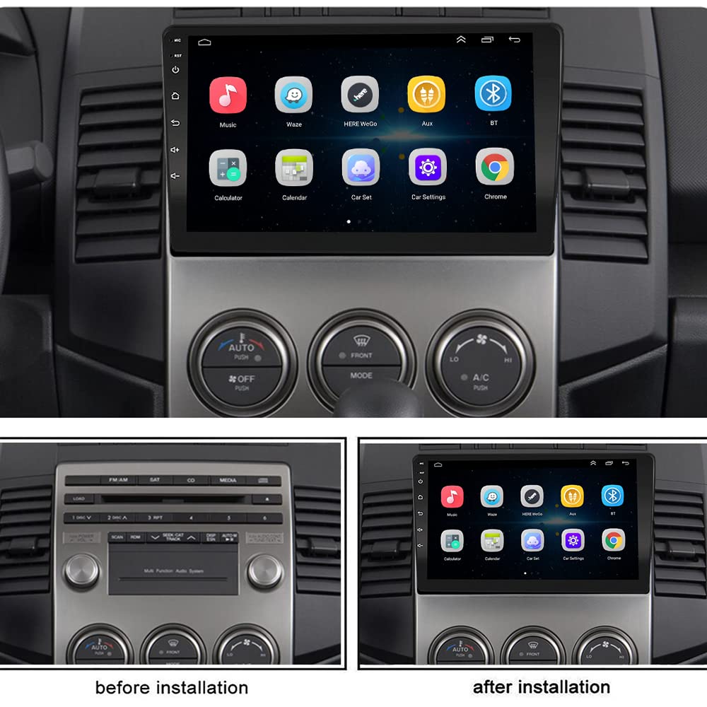 LEXXSON Wireless Carplay Android Auto für Mazda 5 2005-2010 mit 9 Zoll kapazitivem Touchscreen SWC GPS Navigation Bluetooth WiFi USB Player 2G DDR3 auf 32G NAND