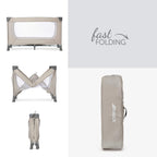 hauck Kinderreisebett Dream N Play ab Geburt bis 15 kg, Klein Zusammenklappbar inkl. Tragetasche und Faltboden, Liegefläche 120 x 60 cm (Beige)