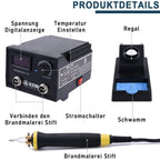 Brandmalerei 100W mit 23-teilig Spitz und zwei Stiften, Holzbrenner Brennkolben Set, Temperatur Einstellbar 0-750°C, Brandmalstation Brandmalkolben Brandmalgeräte für Holz, Leder und Kork