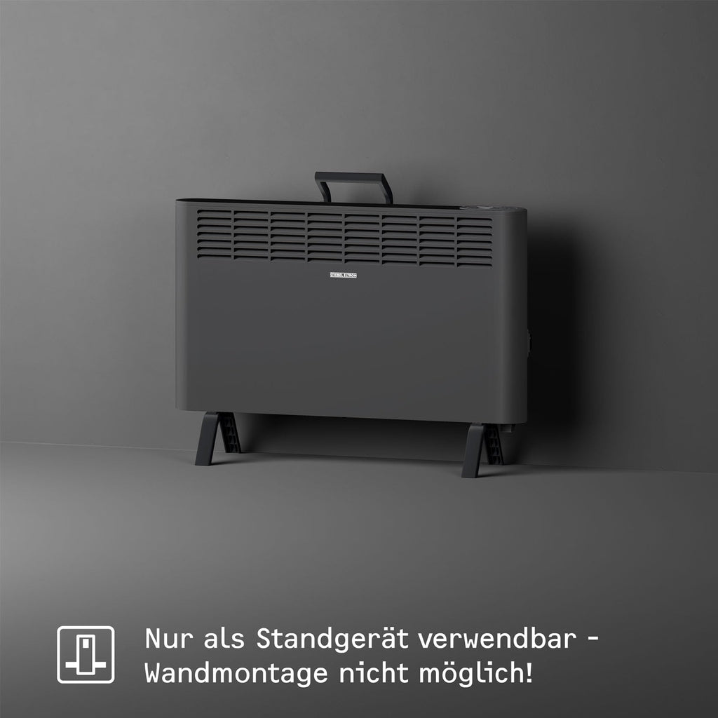 STIEBEL ELTRON neue Elektroheizung engergiesparend, Standgerät CNS-B 2000 Plus LCD move, 2 kW für ca. 25 m², TÜV geprüft, LC-Display, Wochentimer, Schwarz, 207068