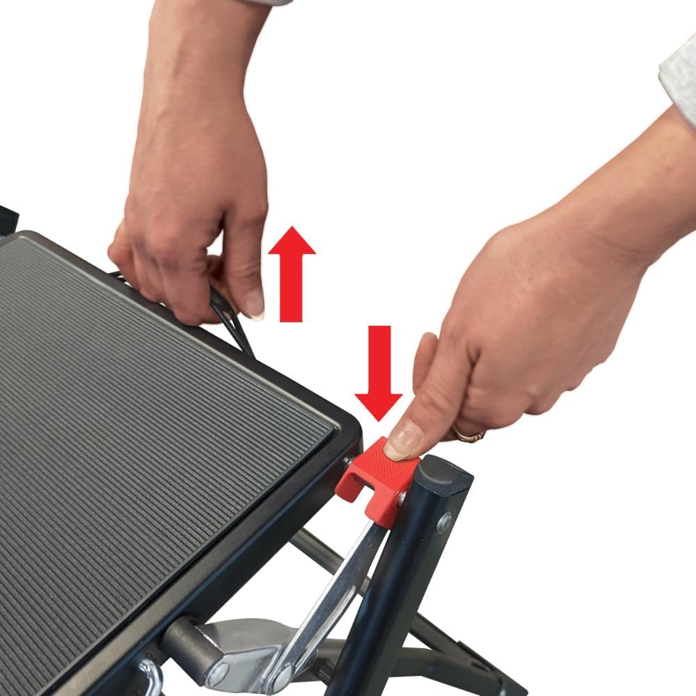MSV - Klapptritt mit 2 Stufen aus Stahl - Tragfähigkeit 150 kg - GS-Sicherheitsnorm - rutschfest und kompakt - Ideal für Zuhause, Küche, Büro und Heimwerken - Schwarz