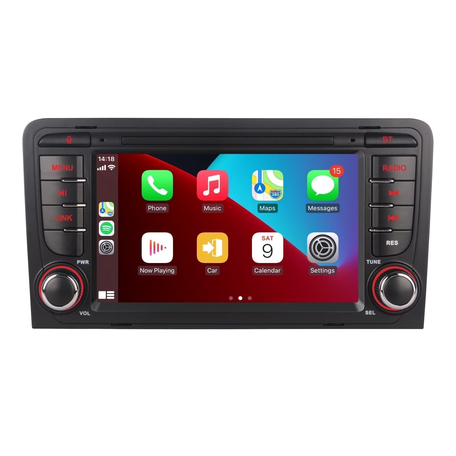 LXKLSZ Autoradio kompatibel mit drahtlos Carplay/Android Auto für Audi A3 S3 RS3 2003-2012 mit IPS Touchscreen/Bluetooth/Mirror Link/FM/AM/USB/RDS