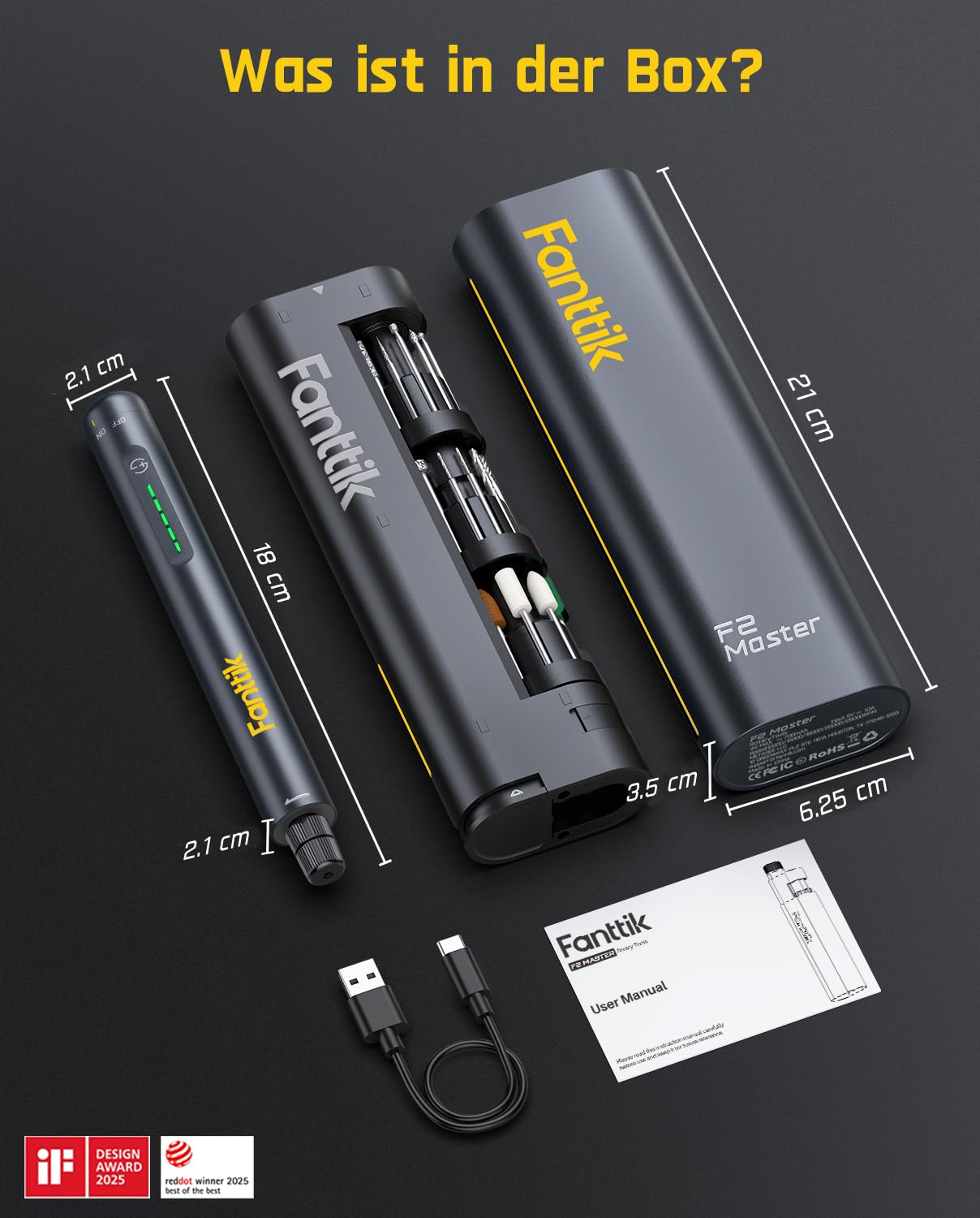 Fanttik F2 Master Mini Akku-Multifunktionswerkzeug, NeoPulse Motor, 5 Geschwindigkeiten, 25000 U/min, Revostor-Hub, 35 Zubehörteile, Elektrowerkzeug zum Polieren, 3D-Druck, Bohren, Gravieren