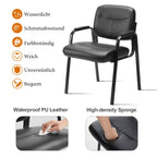 DUMOS edx Wartezimmer-Gästestühle 2er Set mit gepolsterten Armlehnen, Schreibtischstuhl aus PU-Leder, ohne Rollen, mit Lendenwirbelstütze und Metallrahmen, für Büro, Konferenzlobby