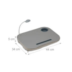 Relaxdays Laptopkissen, LED-Licht, tragbar, flacher Lapdesk, mit Getränkehalter, weiches kleines Schosstablett, grau