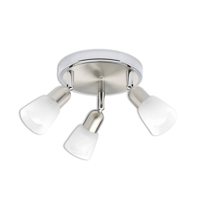 Brilliant Lampe Sofia Spotrondell 3flg eisen/chrom/weiß | 3x D45, E14, 40W, geeignet für Tropfenlampen (nicht enthalten) | Köpfe schwenkbar