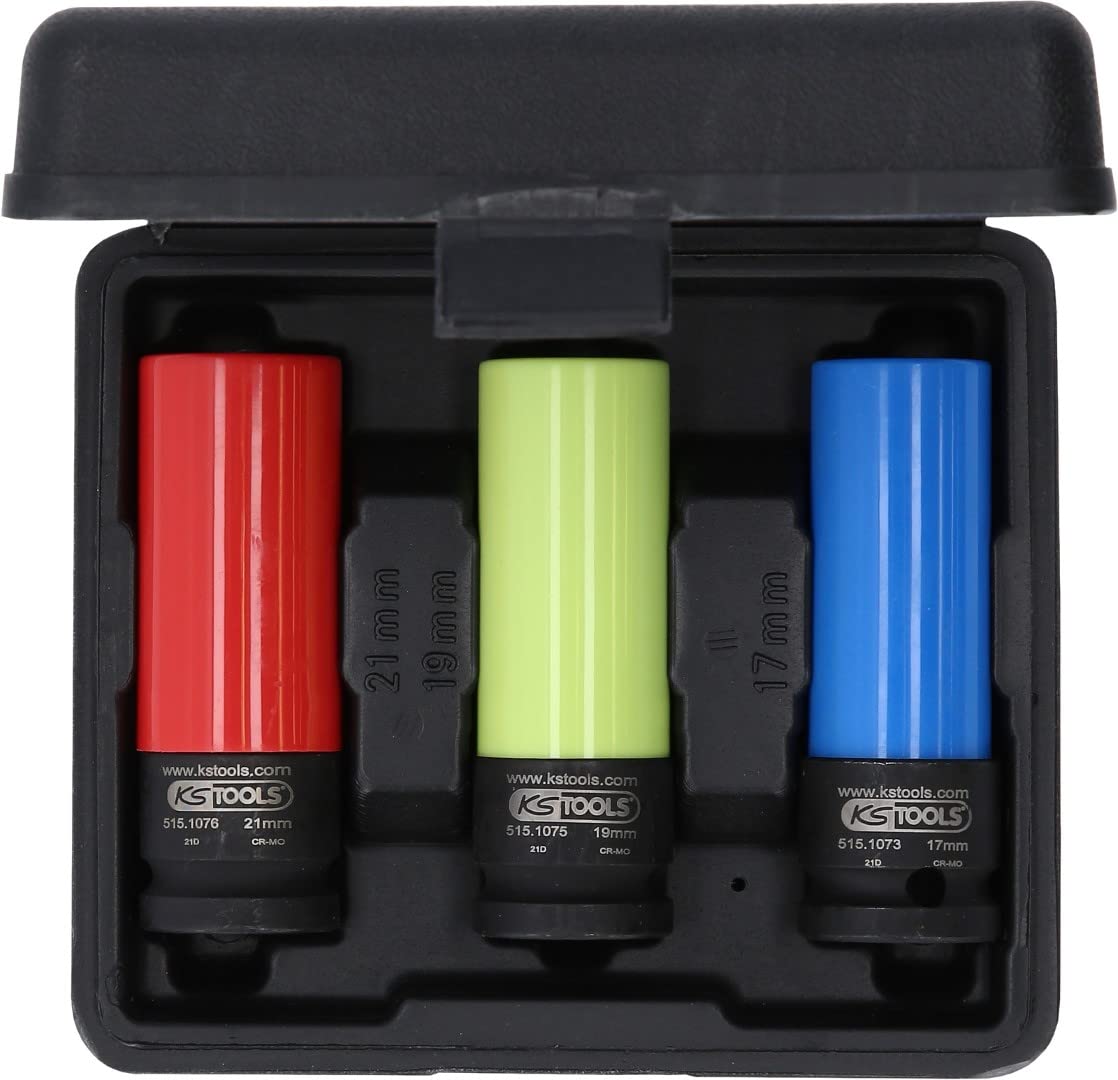 KS Tools 515.1070 1/2" Alu-Felgen Kraft-Stecknuss-Satz robust, 3-tlg.