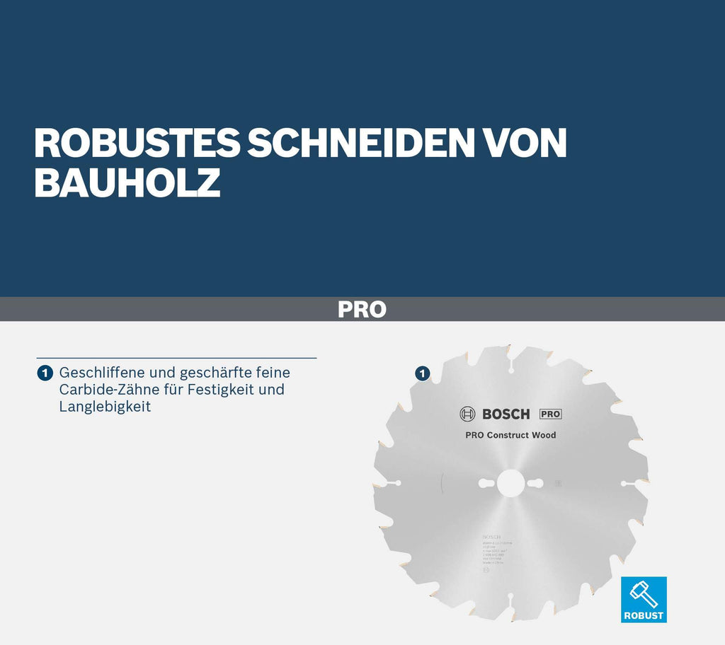 Bosch Professional Kreissägeblatt Construct Wood (Holz, 350 x 30 x 3,5 mm, 24 Zähne, Zubehör Kreissäge), 2608640692, Ø 350 mm