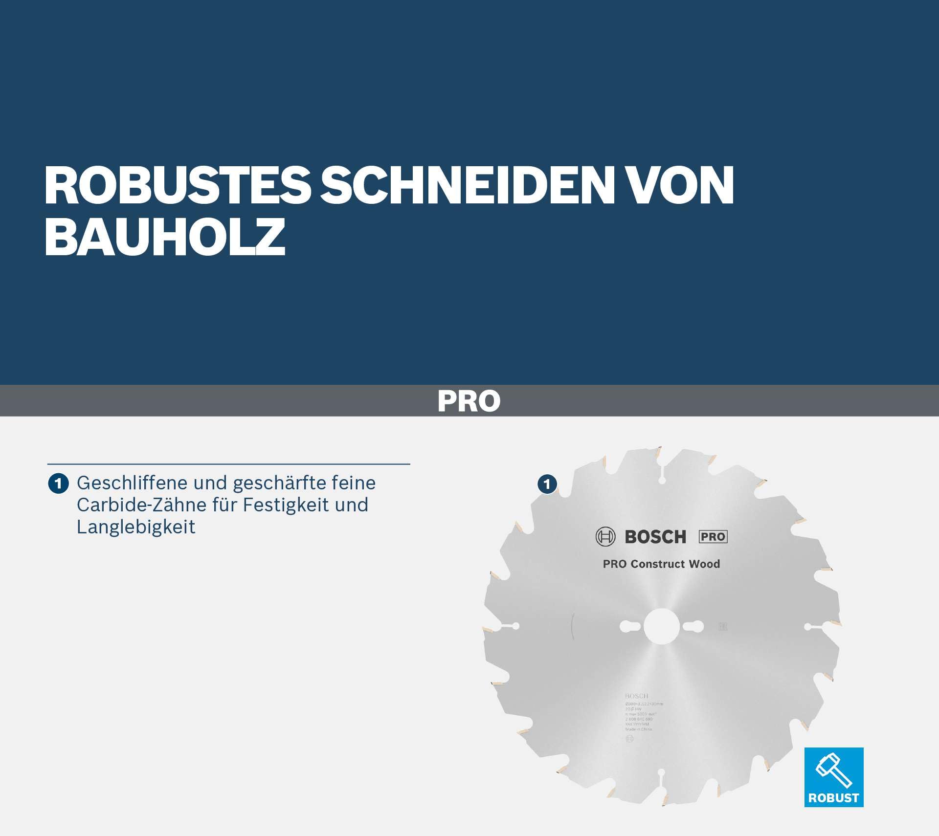 Bosch Professional Kreissägeblatt Construct Wood (Holz, 350 x 30 x 3,5 mm, 24 Zähne, Zubehör Kreissäge), 2608640692, Ø 350 mm