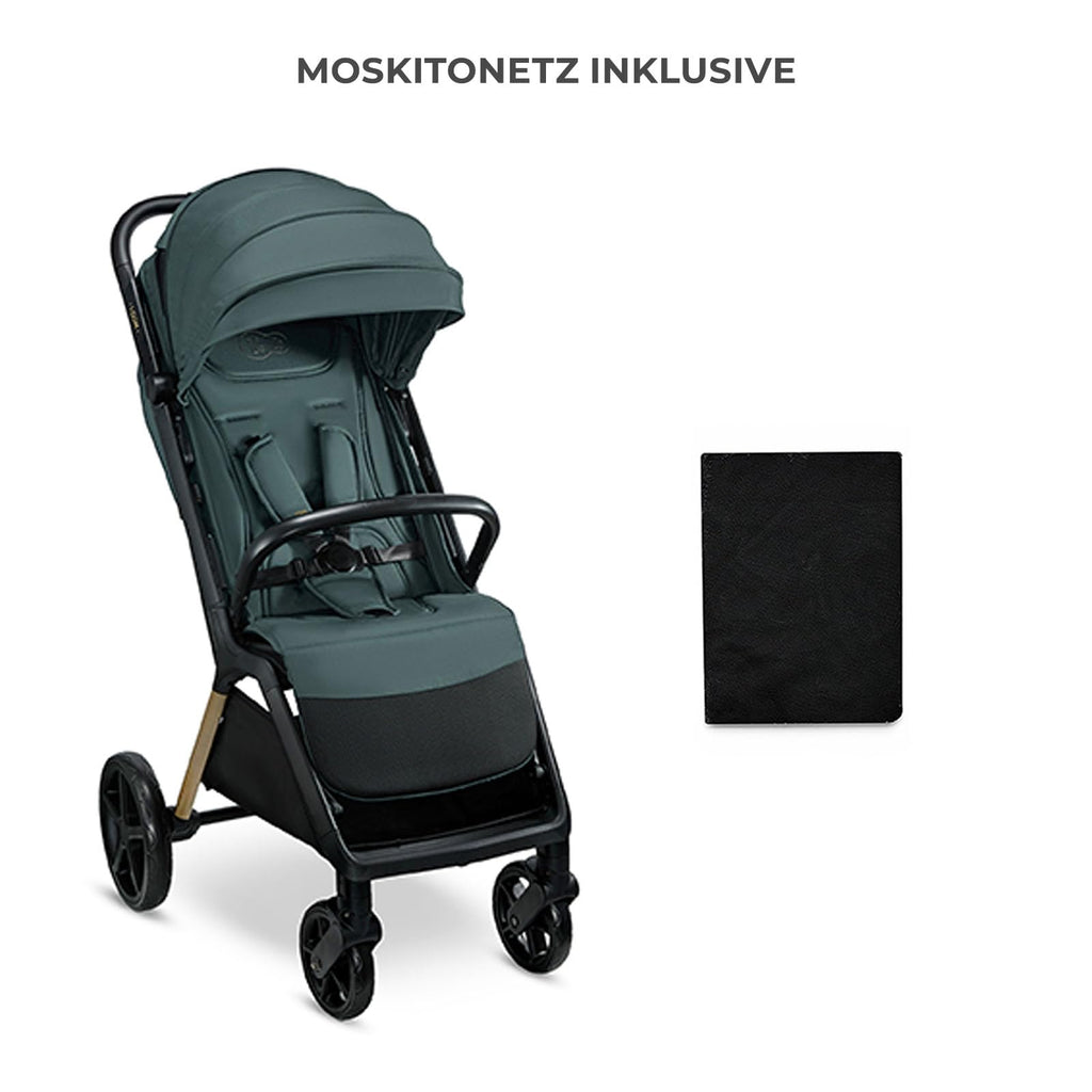 Kinderkraft LOOM Kompakter und leichter Buggy, automatisches Zusammenklappen, große pannensichere Räder, verstellbare Rückenlehne, ab Geburt bis 22 kg, Grün