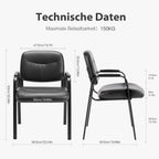 Sweetcrispy Besucherstühle, Konferenz-Empfangsstühle, Bequeme Arbeitsstühle, Bürostühle mit hochwertiger Halbpolsterung und Kunstlederbezug, Wartezimmerstuhl mit Armlehnen, gepolstert, 1er-Set