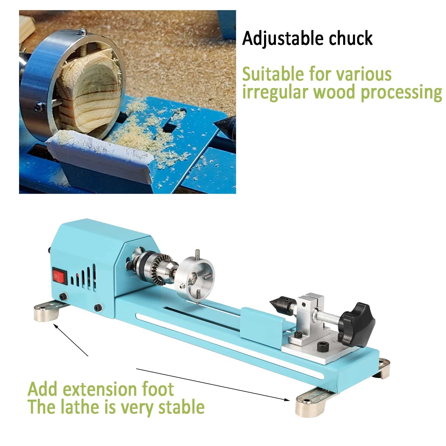 Winbomgo Mini-Holzdrehmaschine, Mehrzweck-Drehmaschine, Fräsdrehmaschine, Schneiden, Polieren, Profi-Tisch, Top-Drehmaschine Werkzeugsatz