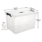 Cetomo 90L*4 Aufbewahrungsboxen, Tragbare Plastikboxen mit Deckeln, Organizer-Behälter mit Griff und Clips, Stapelbar, Ineinander Nestbar, für Zuhause und Büro, Transparent, 90L-4er Pack