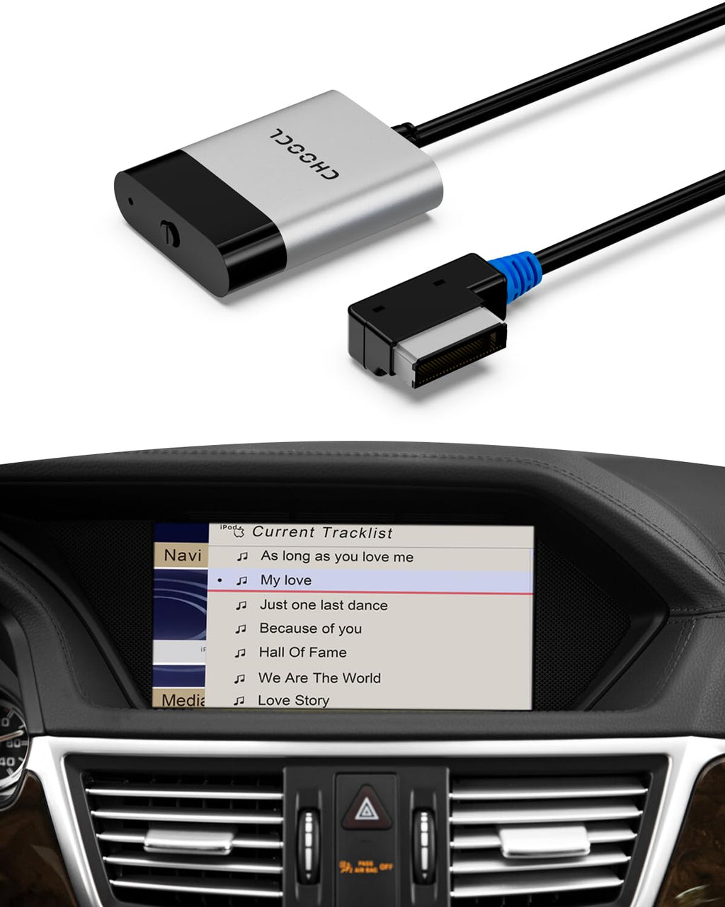 CHOOCL Bluetooth-Auto-Adapter für 2008–2012 Mercedes-Benz mit AMI-Anschluss, Bluetooth Receiver mit aptX-HD-Sound und AMI-Kabel