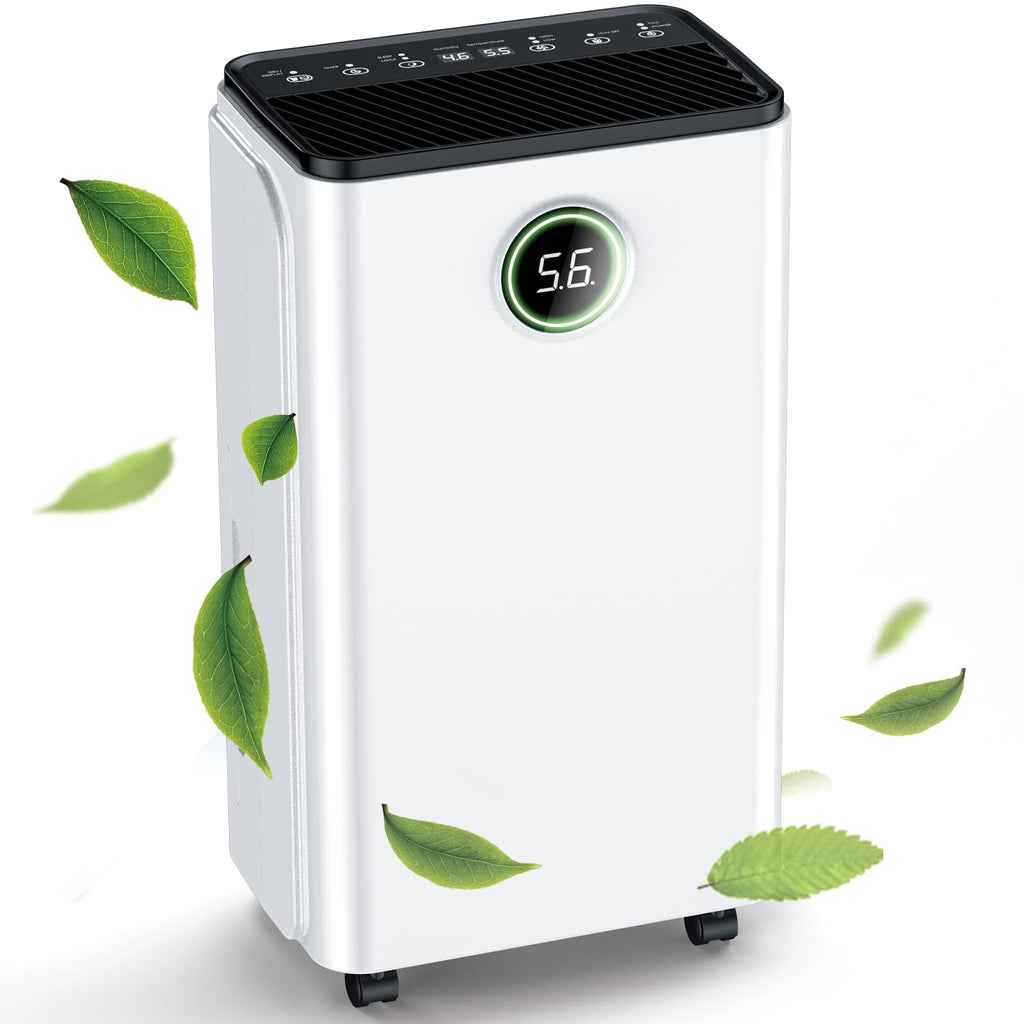 Luftentfeuchter, Auto Entfeuchtung, Raumentfeuchter Elektrisch 25m²/122m³, Luftentfeuchter mit LED Display und Wasserbehälter-Vollanzeige, Gegen Feuchtigkeit, Filter, Timer, 10 J. Gar