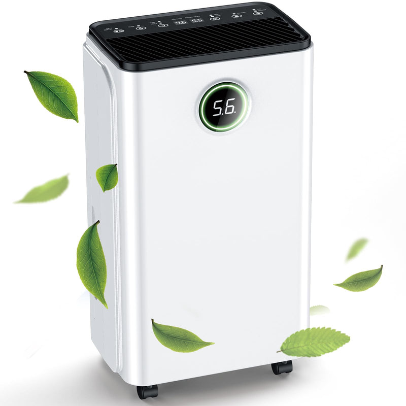 Luftentfeuchter, Auto Entfeuchtung, Raumentfeuchter Elektrisch 25m²/122m³, Luftentfeuchter mit LED Display und Wasserbehälter-Vollanzeige, Gegen Feuchtigkeit, Filter, Timer, 10 J. Gar