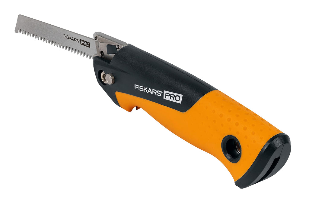 Fiskars Pro Kompakte Klappsäge, Inkl. 2 Sägeblättern, Sägeblattlänge: 15 cm, 13 TPI und 24 TPI, Schwarz/Orange, PowerTooth, 1062934