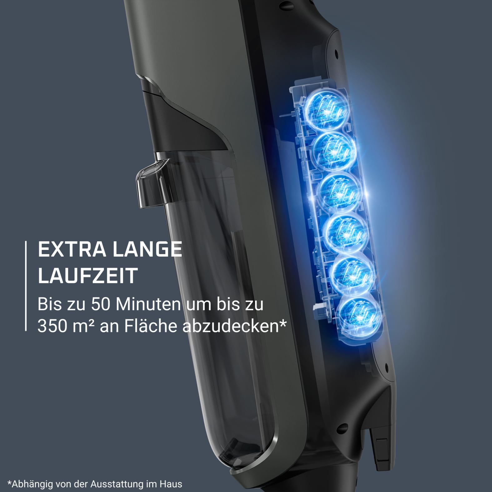Rowenta X-Clean 4 kabelloser Nass-und Trockenstaubsauger, Selbstreinigungsfunktion, 50min Laufzeit, automatische Schmutzerkennung, Nasssauger mit smartem LED Display, für alle Hartböden, grau GZ5036WO