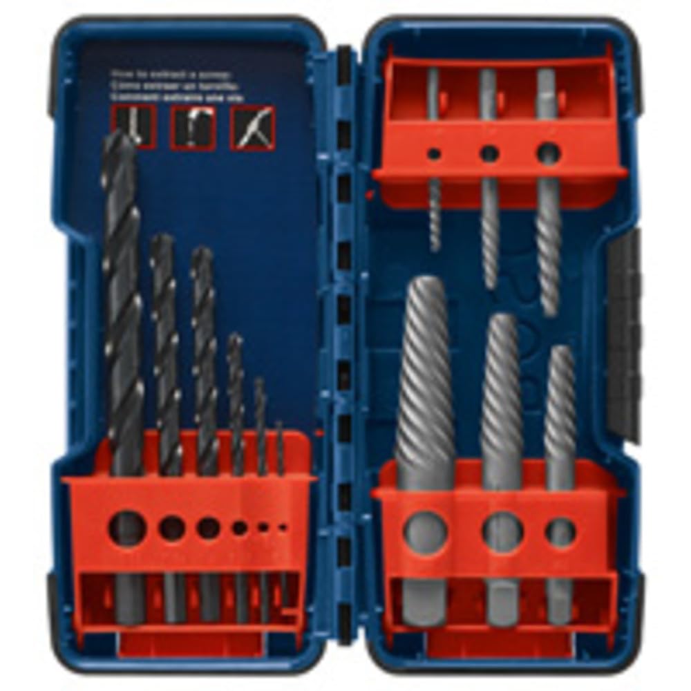 BOSCH BSPE6D Schraubenausdreher aus kohlenstoffreichem Stahl mit Spiralnuten, 12-teiliges Set, ideal zum Entfernen von abisolierten Schrauben, Bolzen, Befestigungselementen