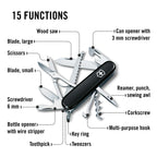 Victorinox Schweizer Taschenmesser Huntsman, Multitool, Swiss Army Knife mit 15 Funktionen, Klinge, Korkenzieher, Dosenöffner, Faltschachtel, Schwarz