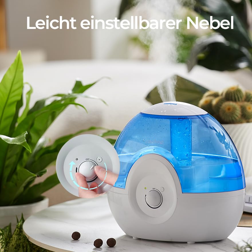raydrop Luftbefeuchter 2,2L für Schlafzimmer, Flüsterleise 28dB Ultraschall-Luftbefeuchter, Leicht zu Reinigen, Automatische Abschaltung, 30 Std. Laufzeit, Nachtlicht (Blau)