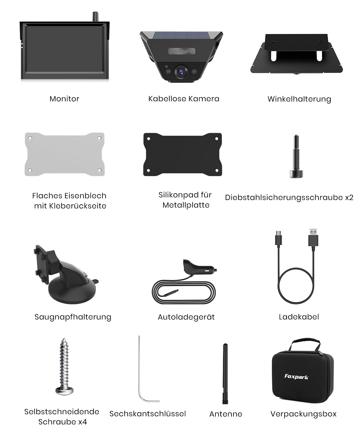 Solar Rückfahrkamera Kabellose Magnetisch: 5 Zoll HD 1080P Bildschirm 1 Min Magnetische Installation Starke Signal IP69K wasserdichte Rückfahrkameras mit Aufbewahrungstasche für Auto SUV LKW Anhänger