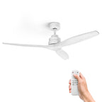 Ufesa Deckenventilator, 40W, 6 Geschwindigkeiten, Ultra Silent, 3 Naturholzflügel 132cm, Sommer - Winter Funktion, 8h Timer, Fernbedienung, Weiß