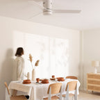 CREATE / WINDMINIMAL/Deckenventilator Weiß mit Beleuchtung und Fernbedienung/Leise, Timer, DC-Motor, 40W, Ø132 cm, 6 Geschwindigkeiten, Sommer-Winterbetrieb