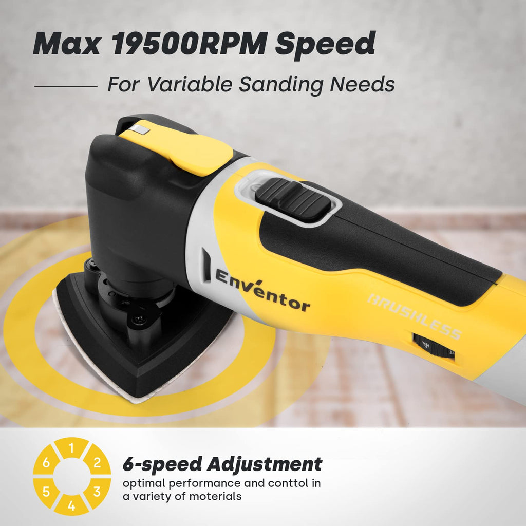Akku Multifunktionswerkzeug 20V, ENVENTOR Oszillationswerkzeug mit 2.0AH Akku und Ladegerät, 12000-19500RPM, 4 ° Oszillationswinkel, 6 Geschwindigkeit, 28 Zubehör, zum Schneiden, Polieren, Sägen uvm