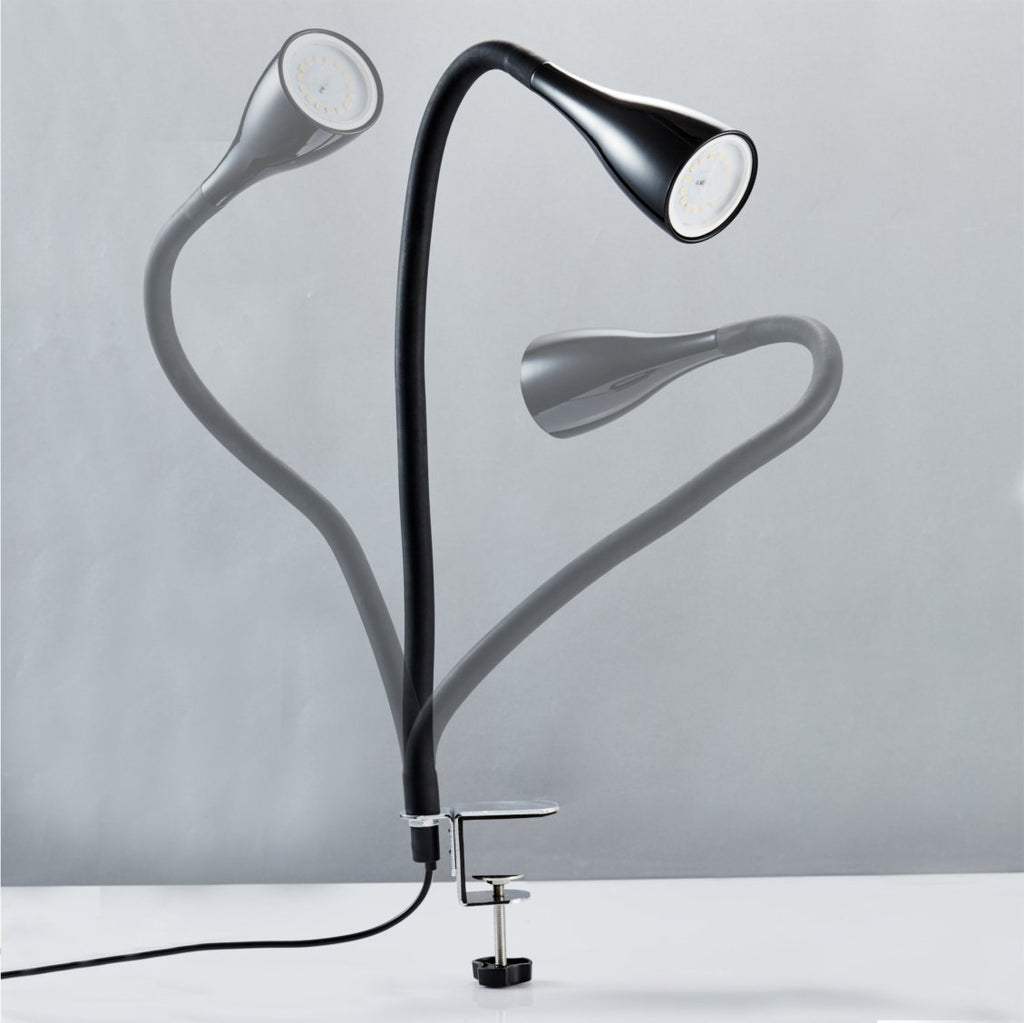 B.K.Licht - Schreibtischlampe mit Kabelschalter, dimmbar in Stufen, schwenkbar, Tischlampe, Klemmleuchte, Tischleuchte, Bürolampe, Leselampe, Leselicht, Klemmlampe, 60x5,5 cm, Schwarz