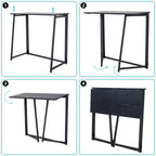 MEUBLE COSY Klapptisch Kleiner Klappbarer Schreibtisch Laptoptisch aus Holz und Metall Computertisch fürs Büro, Wohnzimmer, Home Office, Industrie-Design, Schwarz