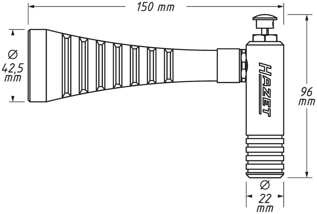 HAZET Turbo Druckluftpistole 9040T-1, Verwirbelungsdüse erzeugt starken Luftimpuls, 6 Bar Betriebsdruck mit ergonomischem Handgriff, für ein schnelles Entfernen von Staub, Spänen usw.