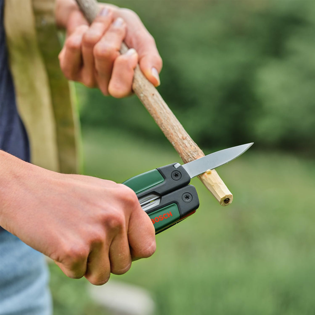 Bosch 16-in-1 Multi-Tool (Multifunktionswerkzeug zum Heimwerken, Outdoor und Camping; Edelstahl; Verriegelungsfunktion; Softgrip; 16 Funktionen: Zange; Schraubendreher; Messer; Säge, usw.)