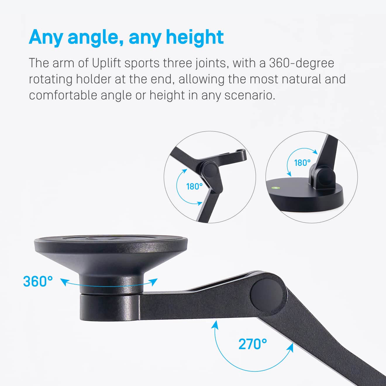 IPEVO Uplift Magnetic mehrgelenkiger Arm für iPhones der Reihe 12 und höher, mehrgelenkiger Telefonhalter für Videogespräche, Multi-Screen-Arbeitsbereich, online unterrichten und lernen Telefonständer