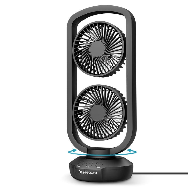 DR.PREPARE Tischventilator Klein Turmventilator 40cm Ventilator mit 3 Stufen, 105° Oszillation, 3 Timer Table Fan Tragbarer Ventilator für Schlafzimmer Büro Küchen