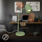 BRILONER – Nachttischlampe, Schreibtischlampe Schwenkbar, Tischlampe GU10 für Home Office mit Kabelschalter, Leselampe, Lindgrün