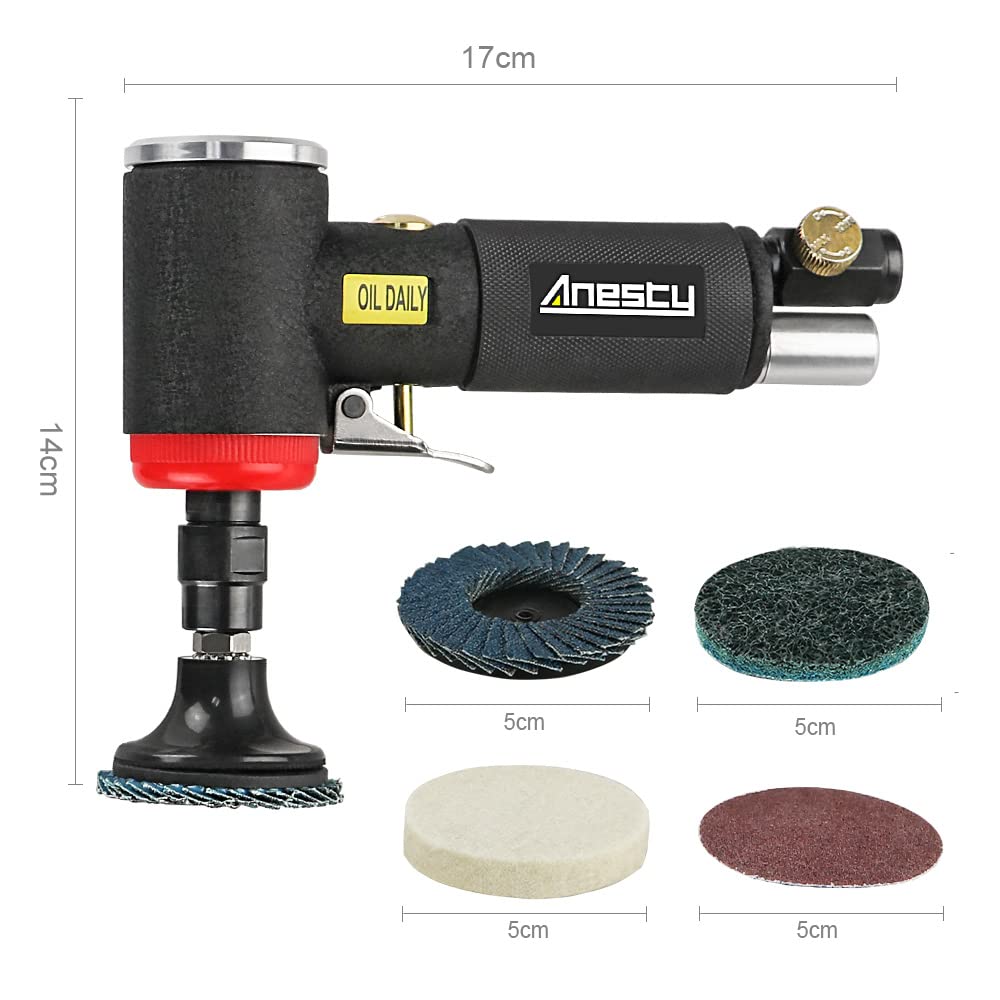 Druckluft Winkelschleifer Set - Mini Druckluft Schleifer mit 6mm & 3mm Spannzange und 20 2 Zoll Schnellwechselscheiben Set, Klein Druckluftschleifer 90° Abgewinkelt zum Schneiden/Schleifen