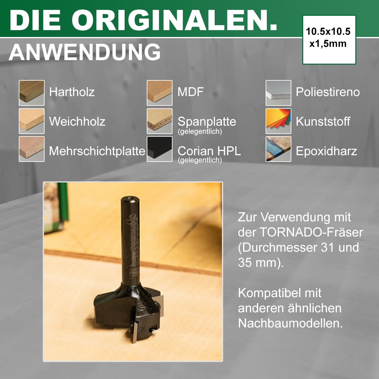 Fraiser Hartmetall-Wendeplatten (HM/Widia) für Planfräser Tornado – 10 Stück (10,5x10,5 mm)