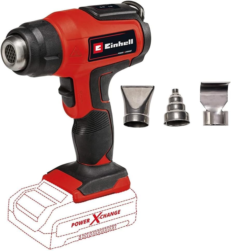 Einhell Akku-Heißluftpistole TE-HA 18 Li - Solo Power X-Change (Li-ion, 18V, 2 Temperaturstufen, inkl. Reduzier-, Breitstrahl-, Reflektordüse, ohne Akku und Ladegerät)