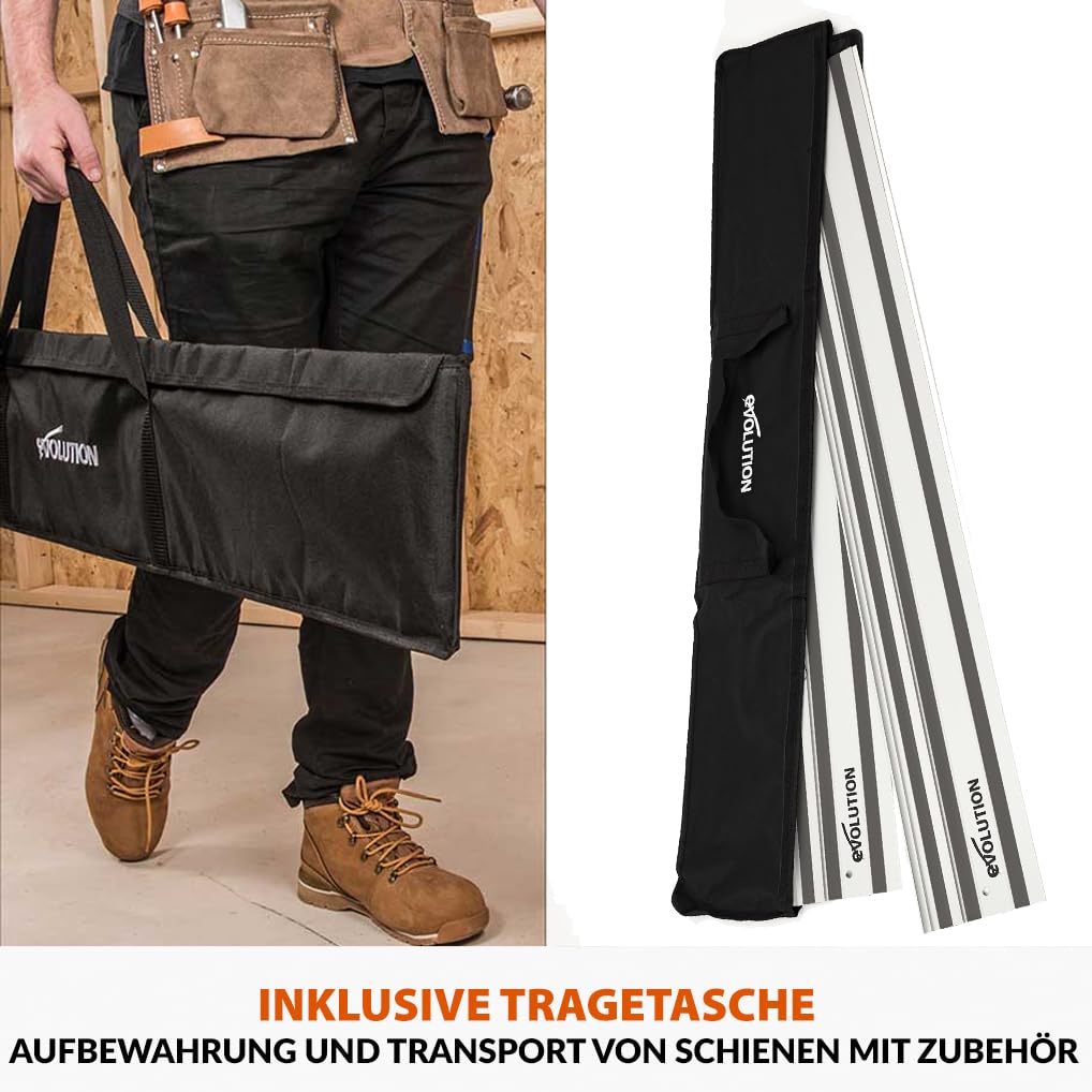 Evolution ST2800-G2 Führungsschiene Kreissägen Universal passend für die meisten Marken Makita, Metabo Bosch, Festool, 2,8m (2 x 1400 mm ) Selbstausrichtende Verbindungsschienen, Endanschlag-Zubehör