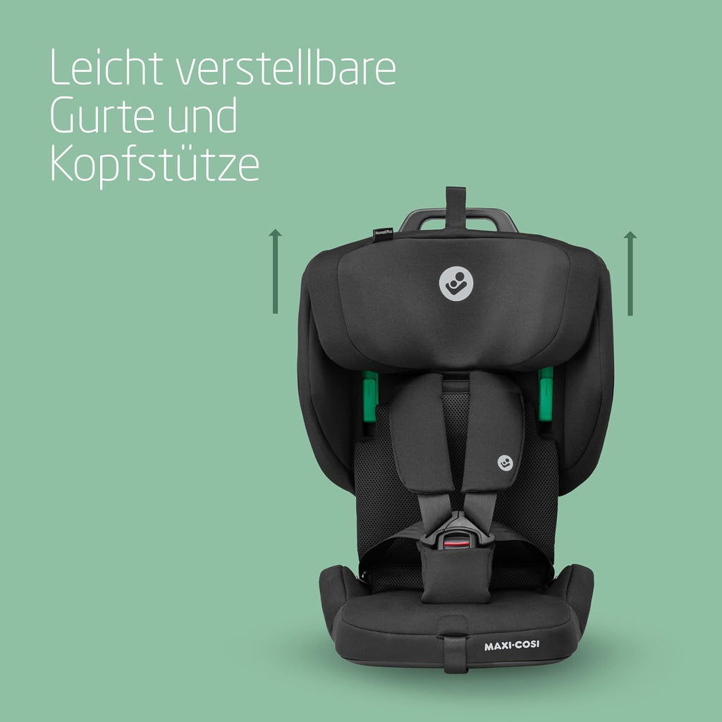 Maxi-Cosi Nomad Plus, Klappbarer Kindersitz, 15 Monate - 4 Jahre, 76 - 105 cm, Tragbarer Reiseautositz, Superkompakt & Leicht, Seitenaufprallschutz, Passt in Jedes Auto, Reisetasche, Authentic Black
