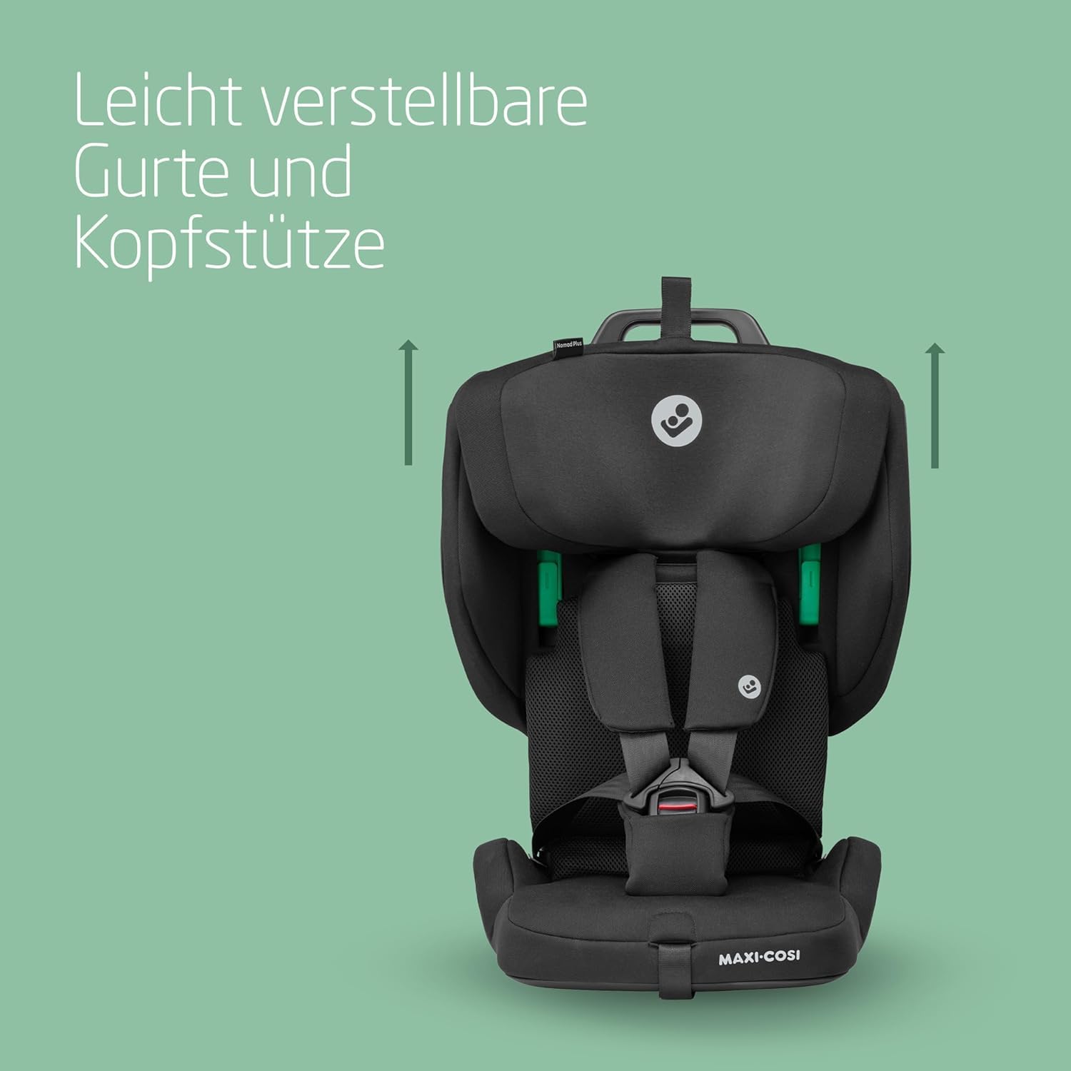 Maxi-Cosi Nomad Plus, Klappbarer Kindersitz, 15 Monate - 4 Jahre, 76 - 105 cm, Tragbarer Reiseautositz, Superkompakt & Leicht, Seitenaufprallschutz, Passt in Jedes Auto, Reisetasche, Authentic Black