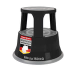 Floordirekt Rollhocker, Tritthocker, Elefantenfuß - Hocker aus Stahl bis 150kg Tragkraft für Büro oder Gewerbe - TÜV + GS geprüft (Schwarz, Metall)