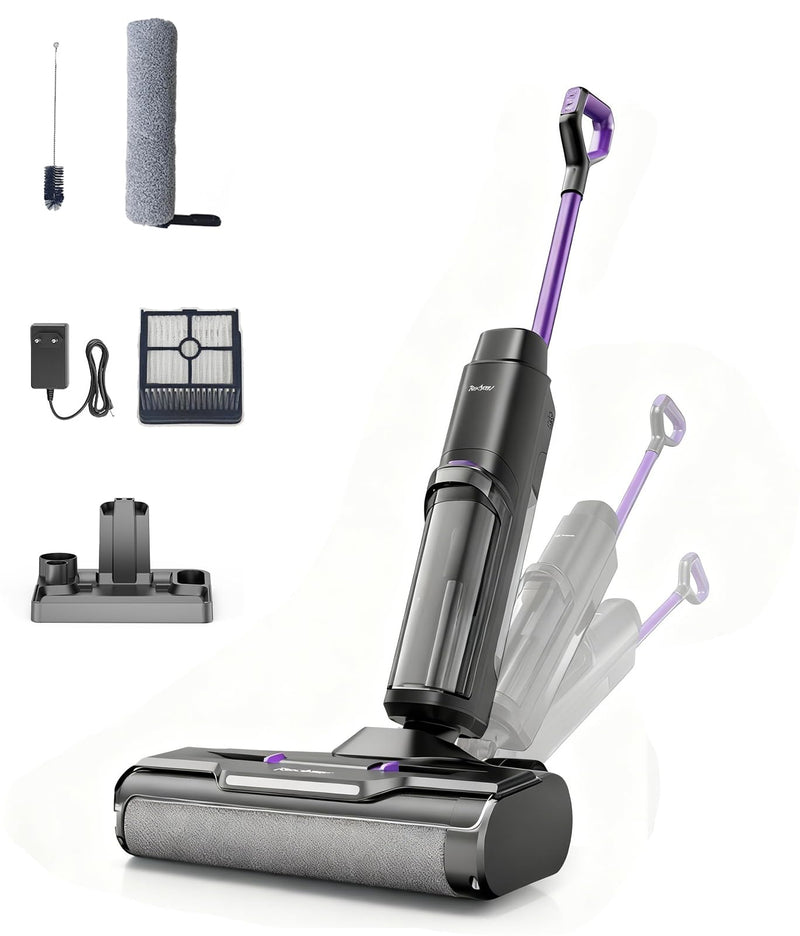 Redkey W15 Nass Trockensauger Akku,Selbstreinigender Mopp-Staubsauger,Kantenreinigung 6 mm,Dual-Wassertank-Unterstützung, 3 Reinigungsmodi,LED Spracherinnerung Geeignet für Hartböden,Selbstreinigung