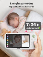 GHB Babyphone mit Kamera 5 Zoll HD 1080P Babyphone 4000-mAh-Akku 7x24 St. im VOX Modus 4xZoom Gegensprechen Nachtsicht Reichweite 300m