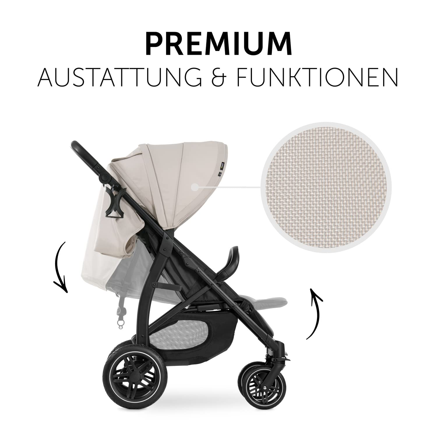 hauck Rapid 4D, Beige - Kinderwagen mit Pannensicheren Gummiräder - ab Geburt bis 22 kg - mit Liegefunktion, UPF 50+, Schnell Klappbar, Becherhalter, Höhenverstellbar