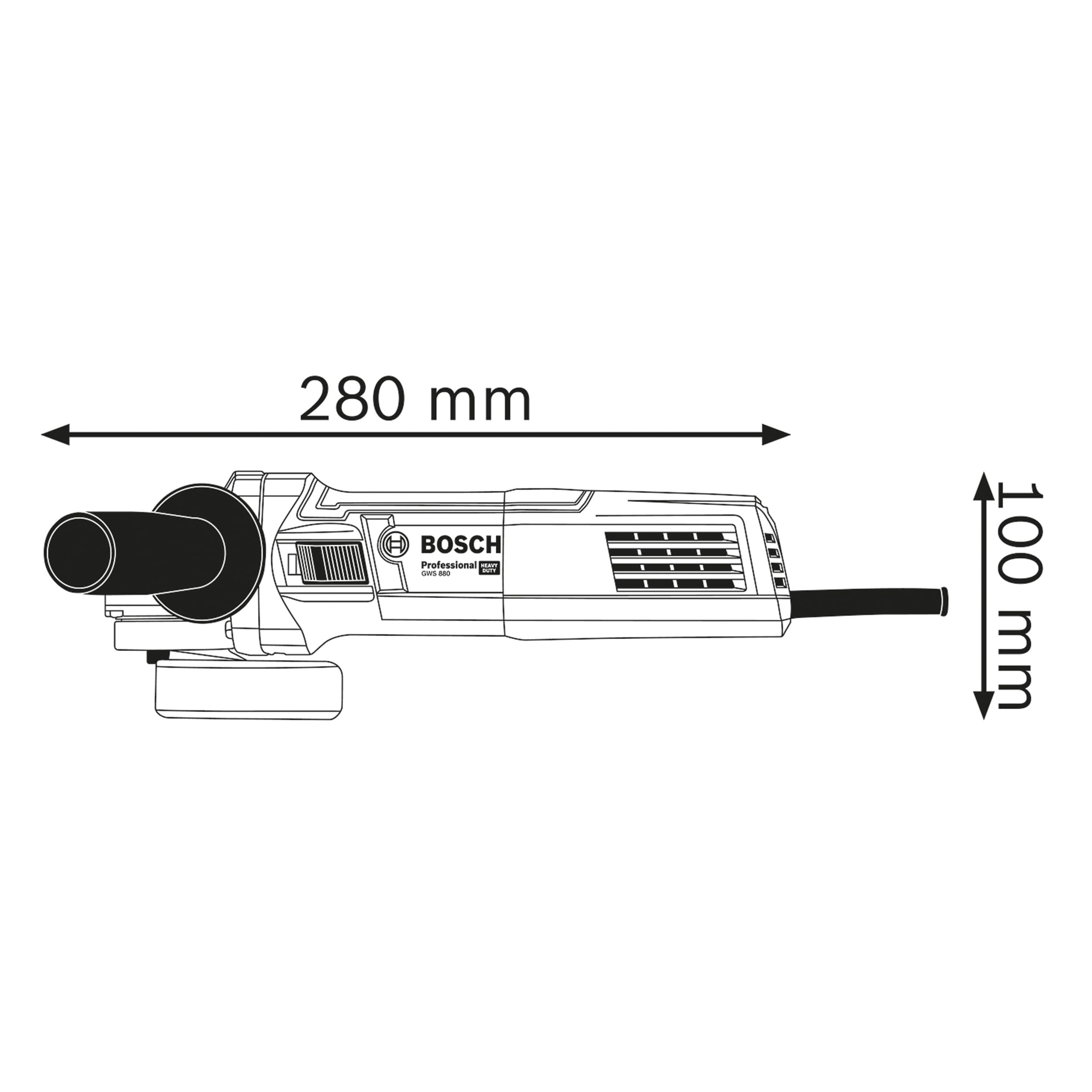 Bosch Professional Winkelschleifer GWS 880 (Scheiben-Ø125mm, Leistung 880 Watt, Leerlaufdrehzahl: 11.000 min-1, inkl. Zusatzgriff, Schutzhaube, Spannmutter, Aufnahmeflansch, Zweilochschlüssel)